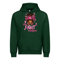 Forest Green pray fight believe breast cancer afro messy Urban Hoodie - texasbilliewilder