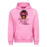 Fuchsia Pink pray fight believe breast cancer afro messy Urban Hoodie - texasbilliewilder