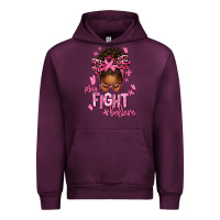 Mauve Wine pray fight believe breast cancer afro messy Urban Hoodie - texasbilliewilder