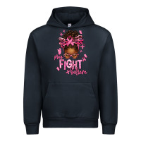 Pray Fight Believe Breast Cancer Afro Messy Urban Hoodie | Teevron