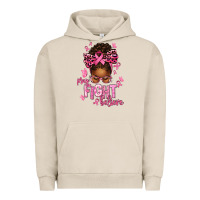Pigment French Oak pray fight believe breast cancer afro messy Urban Hoodie - texasbilliewilder