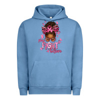 Pigment Pebble Blue pray fight believe breast cancer afro messy Urban Hoodie - texasbilliewilder