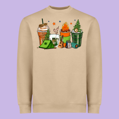 Camping Coffee Cups Heavyweight Sweatshirt Designed By Zillion Design Studio