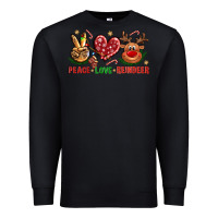 Black peace love reindeer christmas Premium Sweatshirt - NancyCooperArtShop