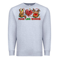 Heather Grey peace love reindeer christmas Premium Sweatshirt - NancyCooperArtShop