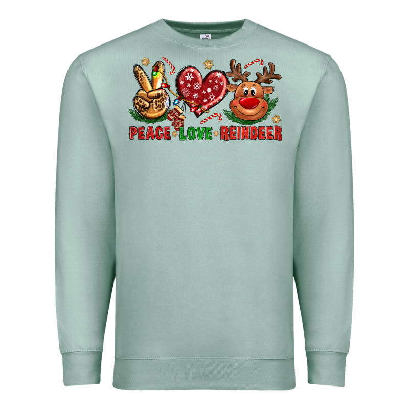 Peace Love Reindeer Christmas Premium Sweatshirt by NancyCooperArtShop | Teevron