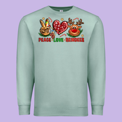 Peace Love Reindeer Christmas Premium Sweatshirt Designed By Nancycooperartshop