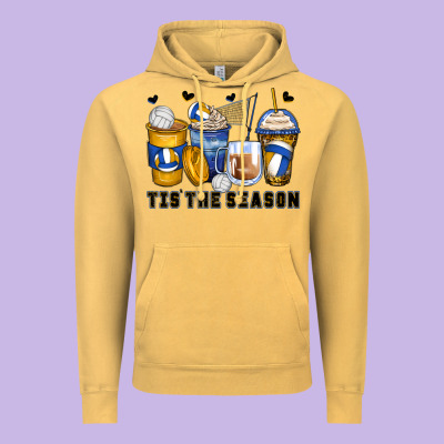 Tis' The Season Volleyball Coffee Cups Vintage Hoodie Designed By Zillion Design Studio