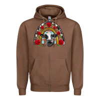 Chestnut black and white baby cow floral rose rainbow Zipper Hoodie - BarkalooDesign