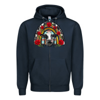 Navy black and white baby cow floral rose rainbow Zipper Hoodie - BarkalooDesign