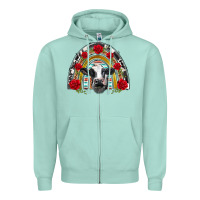Seafoam black and white baby cow floral rose rainbow Zipper Hoodie - BarkalooDesign