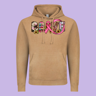 Brave Cancer Awareness Ribbon Vintage Hoodie Designed By Jahusdesignshop
