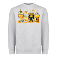 Heather Grey bumble bee coffee cups Heavyweight Sweatshirt - Zillion Design Studio