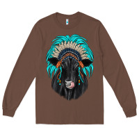 Chestnut black angus indian headdress Long Sleeve Tee - JahusDesignShop