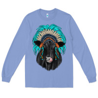 Colony Blue black angus indian headdress Long Sleeve Tee - JahusDesignShop