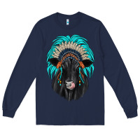 Navy black angus indian headdress Long Sleeve Tee - JahusDesignShop