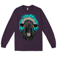 Plum black angus indian headdress Long Sleeve Tee - JahusDesignShop