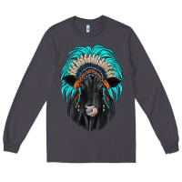 Smoke black angus indian headdress Long Sleeve Tee - JahusDesignShop
