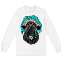 Black Angus Indian Headdress Long Sleeve Tee | Teevron