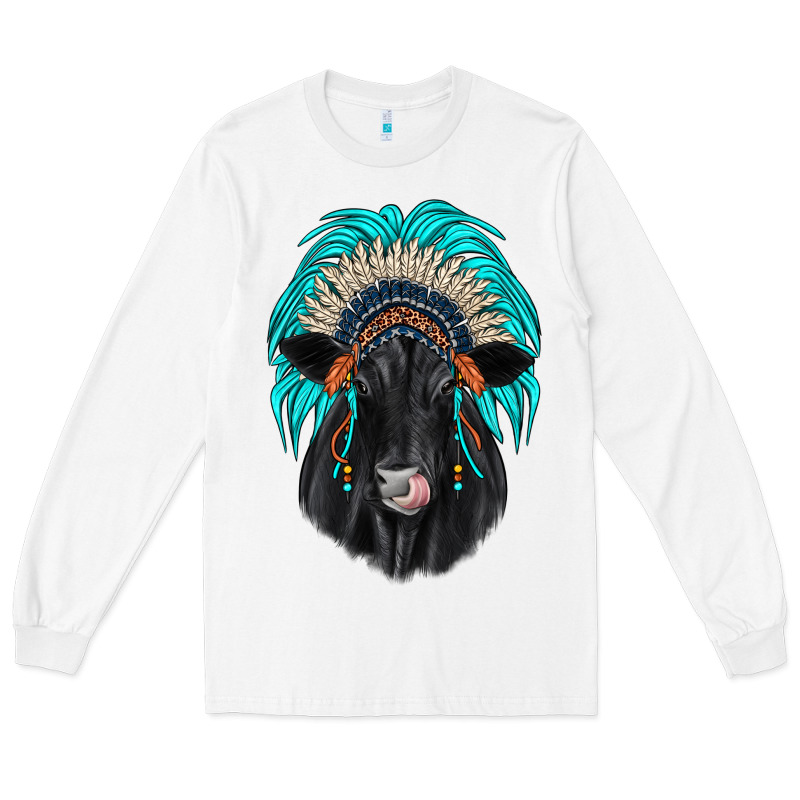 Black Angus Indian Headdress Long Sleeve Tee by JahusDesignShop | Teevron