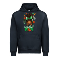 Navy Basketball Mom Afro Messy Bun Urban Hoodie - texasbilliewilder