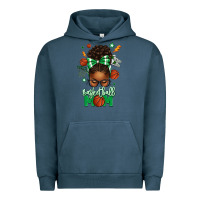 Pigment Midnight Navy Basketball Mom Afro Messy Bun Urban Hoodie - texasbilliewilder