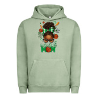 Pigment Oil Green Basketball Mom Afro Messy Bun Urban Hoodie - texasbilliewilder