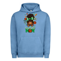 Pigment Pebble Blue Basketball Mom Afro Messy Bun Urban Hoodie - texasbilliewilder
