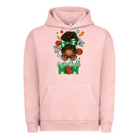 Pigment Salmon Basketball Mom Afro Messy Bun Urban Hoodie - texasbilliewilder