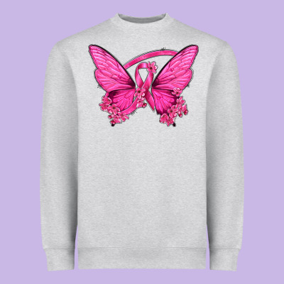 Breast Cancer Butterfly Heavyweight Sweatshirt Designed By Texasbilliewilder