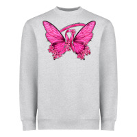 Heather Grey Breast Cancer Butterfly Heavyweight Sweatshirt - texasbilliewilder