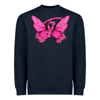 Navy Breast Cancer Butterfly Heavyweight Sweatshirt - texasbilliewilder