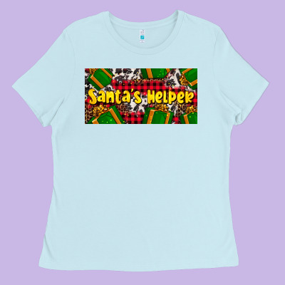 Santa's Helper With Gifts Ladies Tee Designed By Adodesignshop