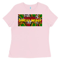 Bubblegum Pink santa's helper with gifts Ladies Tee - AdoDesignShop