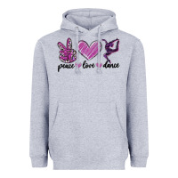 Heather Grey peace love dance Heavyweight Hoodie - MaliasSmallBusiness