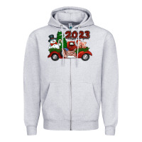 Heather Grey happy new year truck 2023 Zipper Hoodie - Jasminsmagicworld