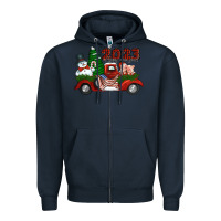 Navy happy new year truck 2023 Zipper Hoodie - Jasminsmagicworld