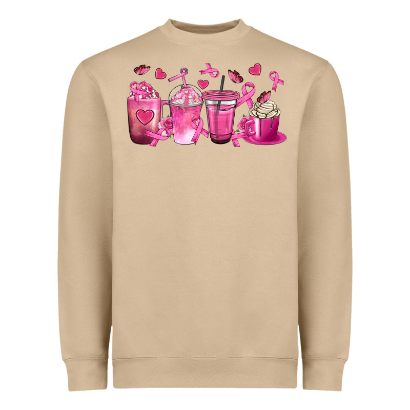 Breast Cancer Coffee Cups Heavyweight Sweatshirt by texasbilliewilder | Teevron