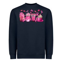 Navy Breast Cancer Coffee Cups Heavyweight Sweatshirt - texasbilliewilder