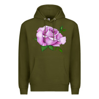 Army Green Life's Little Pleasures Rose Premium Hoodie - LillyAllenDesigns