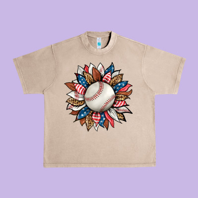 Baseball Sunflower Urban Heavy Tee Designed By Hra Design Shop