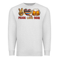 Oatmeal Heather peace love beer Premium Sweatshirt - NancyCooperArtShop