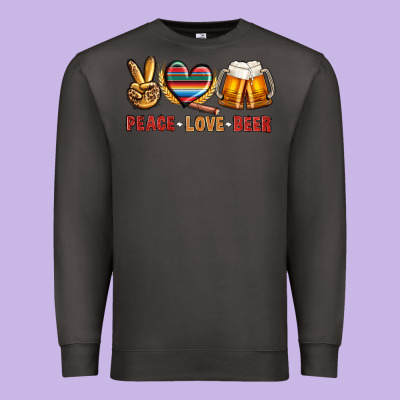 Peace Love Beer Premium Sweatshirt Designed By Nancycooperartshop