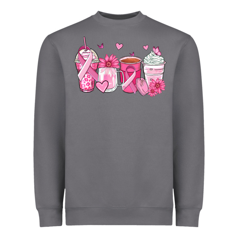 Breast Cancer Coffee Cups Heavyweight Sweatshirt by Zillion Design Studio | Teevron