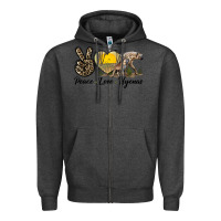 Charcoal Heather Peace Love Hyenas Zipper Hoodie - LillyAllenDesigns