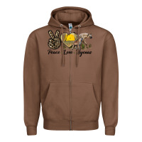 Chestnut Peace Love Hyenas Zipper Hoodie - LillyAllenDesigns