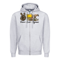 Heather Grey Peace Love Hyenas Zipper Hoodie - LillyAllenDesigns