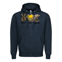 Navy Peace Love Hyenas Zipper Hoodie - LillyAllenDesigns