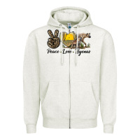 Oatmeal Heather Peace Love Hyenas Zipper Hoodie - LillyAllenDesigns