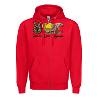 Red Peace Love Hyenas Zipper Hoodie - LillyAllenDesigns